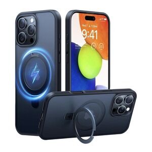 TORRAS Ostand for iPhone 16 Pro Case Matte Black Magnetic Stand Slim Tech Cover
